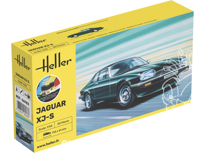 HELLER maquette voiture 56183 STARTER KIT STARTER KIT Jaguar XJS inclus peintures principale colle et pinceau 1/43