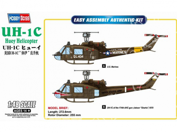 Hobby boss maquette helicoptere 85803 Bell UH-1C 1/48