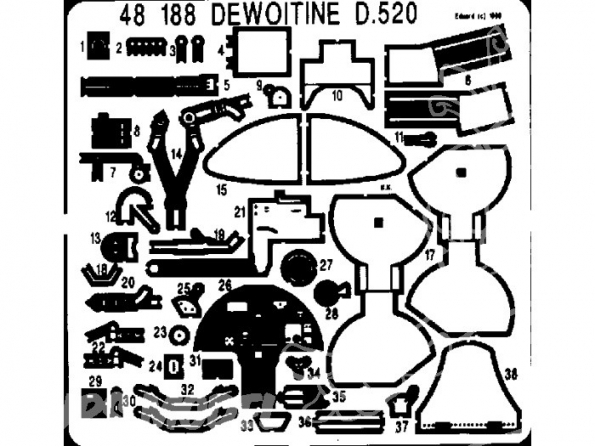 EDUARD photodecoupe avion 48188 D-520 1/48