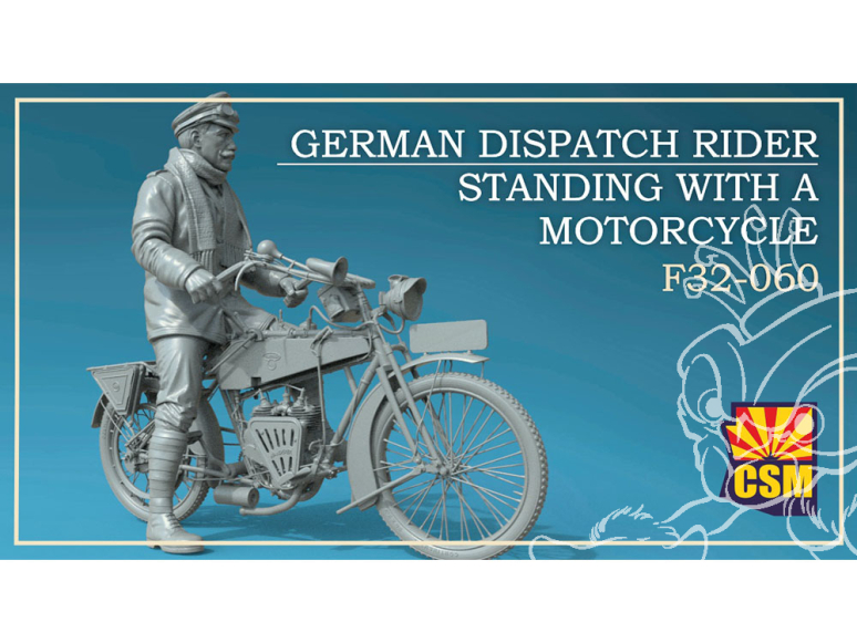 Copper State Models personel F32-060 Un estafette allemand debout sur une moto 1/32
