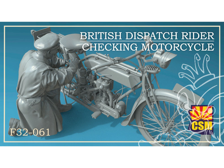 Copper State Models personel F32-061 Un estafette britannique vérifie une moto 1/32