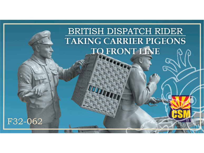 Copper State Models personel F32-062 Un estafette britannique emmène des pigeons voyageurs au front 1/32