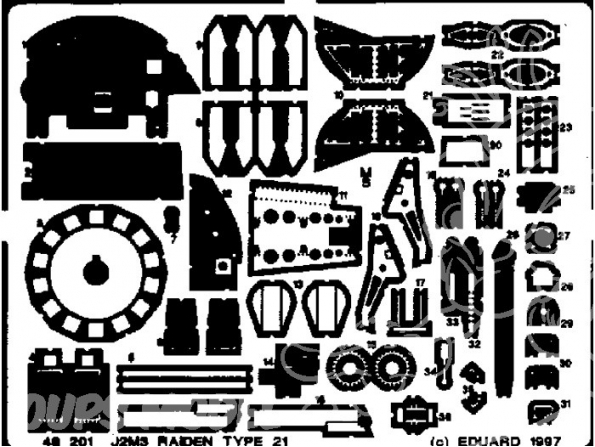 EDUARD photodecoupe avion 48201 J3M3 Raiden Type 21 1/48