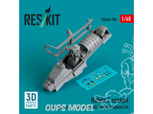 ResKit Avion RSU48-0290 Cockpit Rafale C édition de base décalcomanies 3D kit Revell/Academy imprimé en 3D 1/48
