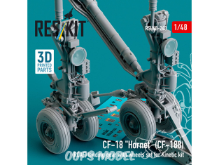 ResKit Hélico RSU48-0243 Train d'atterrissage CF-18 Hornet (CF-188) (RCAF) avec roues pour kit Kinetic imprimé en 3D 1/48