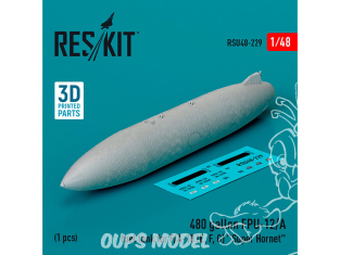 ResKit Hélico RSU48-0229 Réservoir carburant FPU-12/A 480 gallons pour F/A-18E, F, G Super Hornet 1 pièce imprimé en 3D 1/48