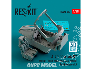 ResKit Avion RSU48-0319 Cockpit A-7D « Corsair II » (édition de base avec décalcomanies 3D) pour kit Hasegawa imprimé en 3D 1/48