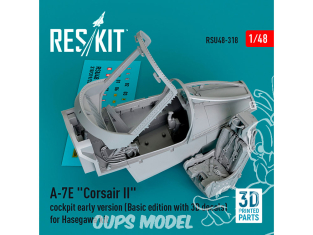 ResKit Avion RSU48-0318 Cockpit A-7E Corsair II première version édition de base décalcomanies 3D kit Hasegawa imprimé 3D 1/48