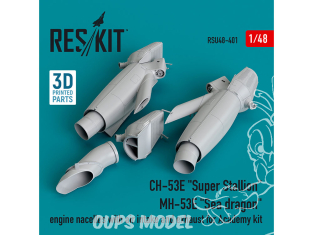 ResKit Avion RSU48-0401 Nacelles CH-53E Super Stallion MH-53E Sea dragon avec prise d'air et échappement kit Academy 3D 1/48
