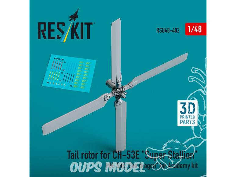 ResKit Avion RSU48-0402 Rotor de queue pour CH-53E Super Stallion MH-53E Sea dragon kit Academy imprimé en 3D)1/48