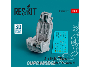 ResKit avion RSU48-0397 Siège éjectable A-7E,D Corsair II IC-2 / IG-2 kit Hasegawa imprimé en 3D 1/48