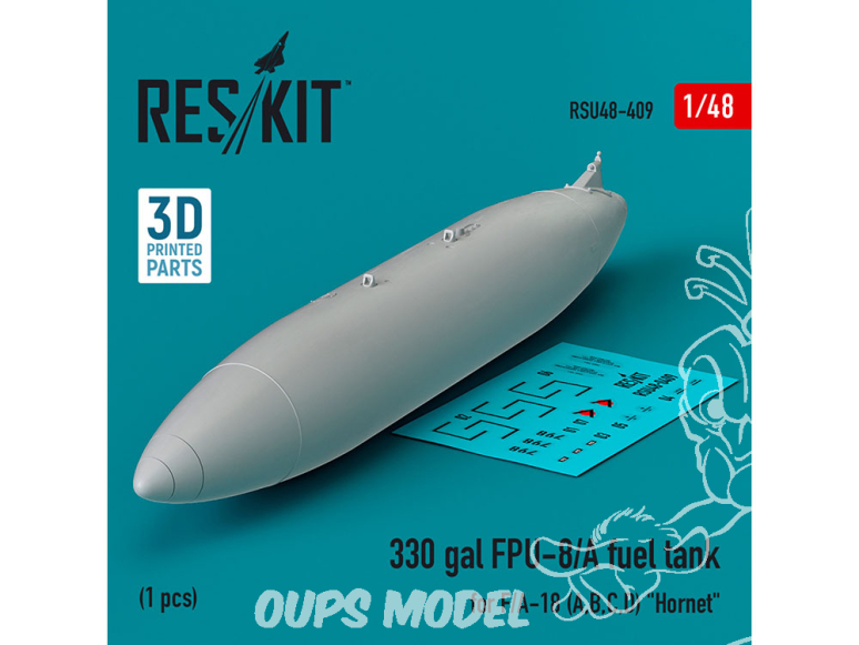 ResKit avion RSU48-0359 Réservoir de carburant central de 230 gallons pour OV-10A, B, C USAF et autres AF 1 pièce en 3D 1/48