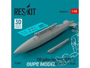 ResKit avion RSU48-0411 Réservoir carburant de 150 gallons AERO 1C (FPU-3/A) USN et USM pour OV-10A/D 1 pièce imprimé en 3D 1/48