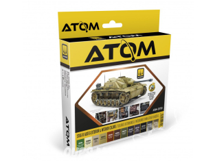 MIG peinture Atom 20730 Set couleurs STUG III Ausf.G Extérieur et intérieur 12 x 20ml