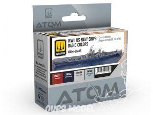 MIG peinture Atom 20602 Set couleurs bateaux WWII US Navy 4 x 20ml