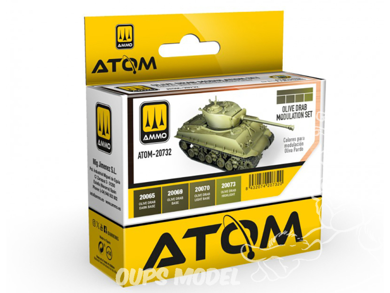 MIG peinture Atom 20732 Set modulation Olive drab 4 x 20ml
