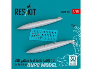 ResKit avion RSU48-0417 Réservoir carburant Aero 1D de 300 gallons pour AV-8B, Harrier II Gr.7/9, T.10, 2 p imp 3D 1/48