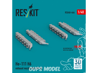 ResKit avion RSU48-0444 Buses d'échappement HE 111 H-6 pour kit ICM imprimées en 3D 1/48