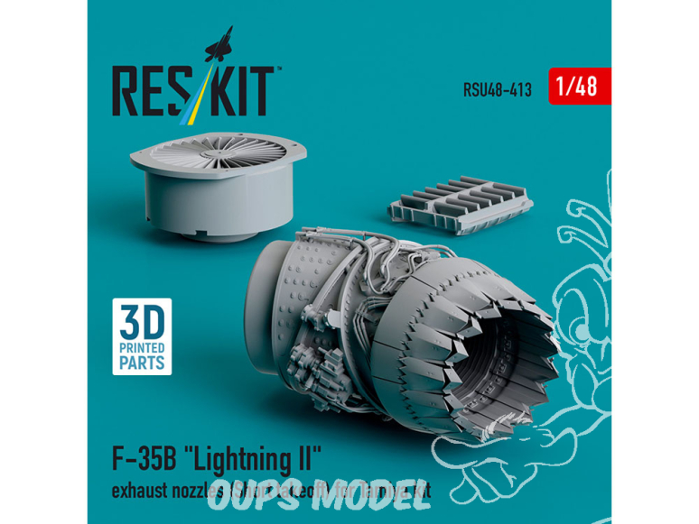 ResKit avion RSU48-0413 Buse d'échappement F-35B LIGHTNING II pour décollage court kit Tamiya imprimé en 3D 1/48