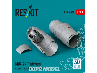 ResKit avion RSU48-0445 Buses d'échappement MIG-29 FULCRUM pour kit GWH imprimées en 3D 1/48
