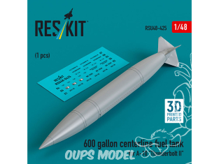 ResKit avion RSU48-0425 Réservoir de carburant central de 600 gallons pour A-10 Thunderbolt II 1 pièce imprimé en 3D 1/48