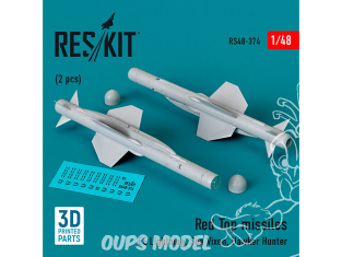 ResKit kit armement Avion RS48-0374 Missiles Red Top 2 pièces imprimés en 3D 1/48