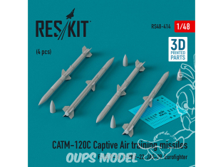 ResKit kit armement Avion RS48-0414 Missiles d'entraînement aérien captif CATM-120C 4 pièces imprimés en 3D 1/48