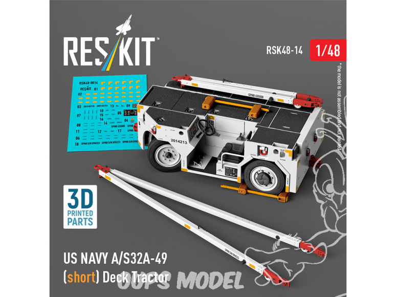 ResKit kit RSK48-0014 TRACTEUR COURT DE PONT A/S32A-49 DE L'US NAVY MODÈLE IMPRIMÉ EN 3D 1/48