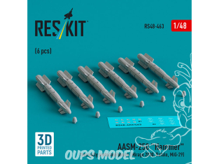 ResKit kit armement Avion RS48-0463 Bombes à protection thermique AASM-250 « HAMMER » 6 pièces imprimées en 3D 1/48