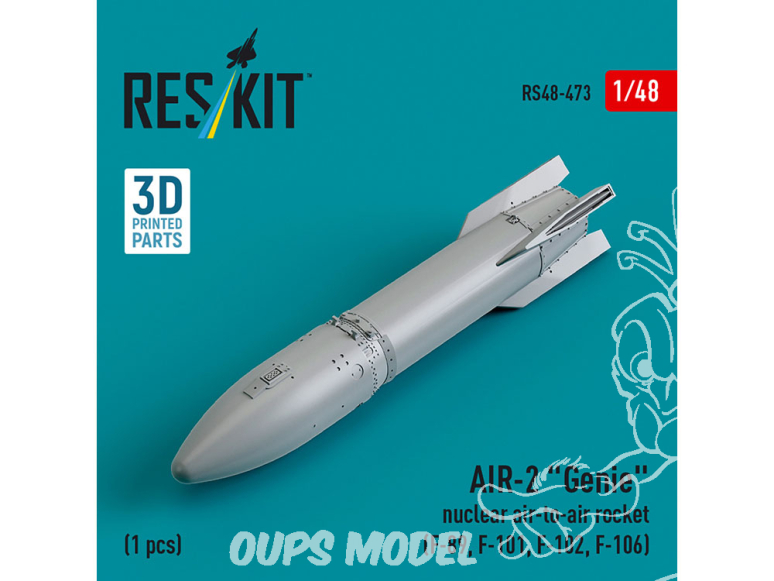 ResKit kit armement Avion RS48-0473 Fusée air-air nucléaire AIR-2 « GENIE » 1 pièce imprimée en 3D 1/48