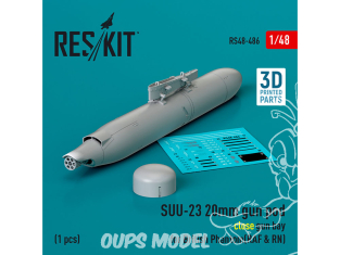 ResKit kit armement Avion RS48-0486 SUU-23 20MM GUN POD FERMÉ GUN BAY POUR BRITISH PHANTOM RAF & RN 1 PCS IMPRIMÉ EN 3D 1/48
