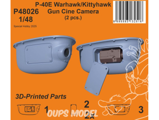 Special Hobby 3D Print P48026 Caméra pour canon P-40E Warhawk/Kittyhawk (type N-2) pour kits Eduard 1/48