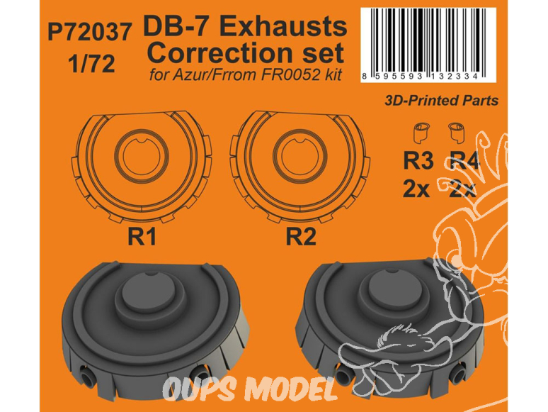 Special Hobby 3D Print militaire P72037 Kit de correction d'échappement DB-7 pour kit Azur ou From 1/72