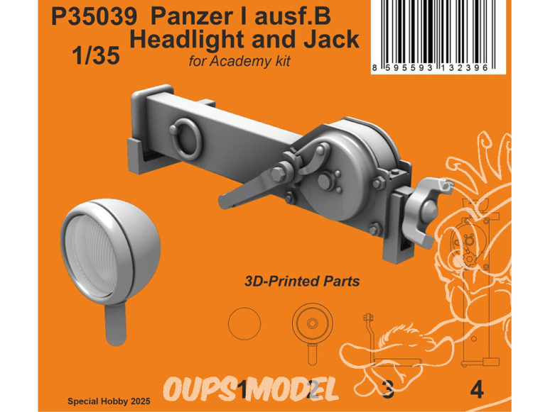 Special Hobby 3D Print militaire P35039 Panzer I ausf.B Phare et Jack pour kit Academy 1/35
