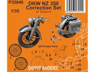 Special Hobby 3D Print militaire P35040 Kit de correction DKW NZ 350 pour kit Tamiya 1/35