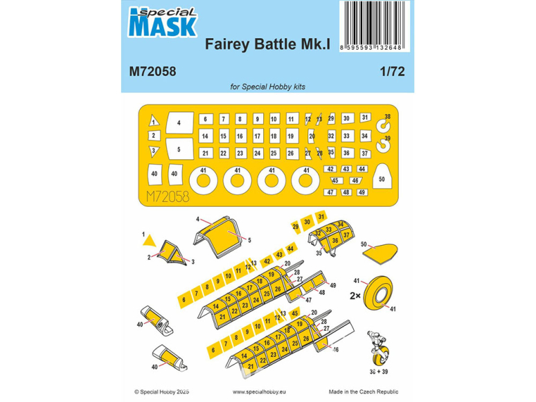 Special Hobby Masque avion M72058 Fairey Battle Mk.I MASK 1/72