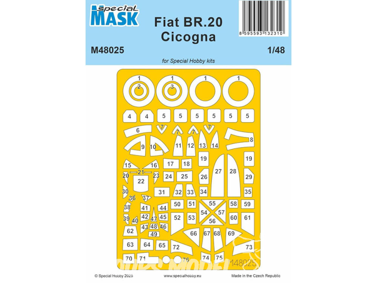 Special Hobby Masque avion M48025 Fiat BR.20 Cicogna MASK Kit Special Hobby 1/48