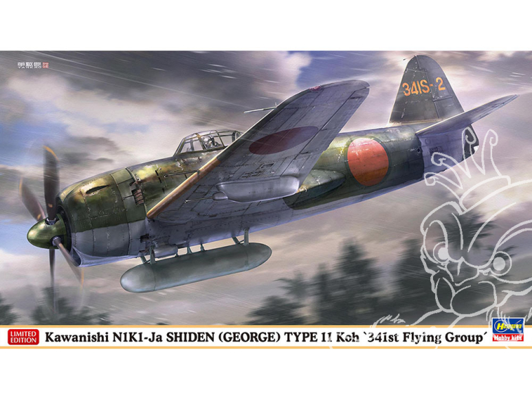 Hasegawa maquette avion 07541 Kawanishi N1K1-Ja chasseur local Shiden 11 modèle A "341st Air Group" 1/48