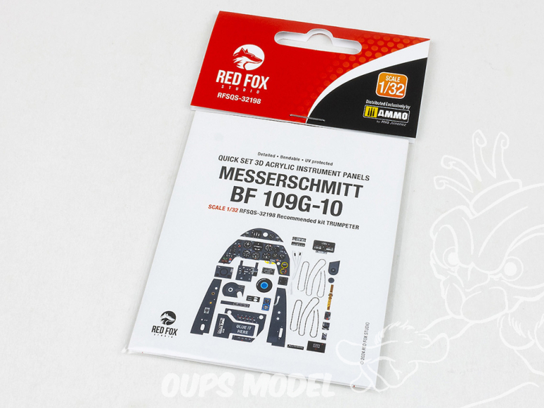 Red Fox Studio Tableaux de bord 3D avion RFQS-32198 Messerschmitt Bf 109G-10 Trumpeter 1/32