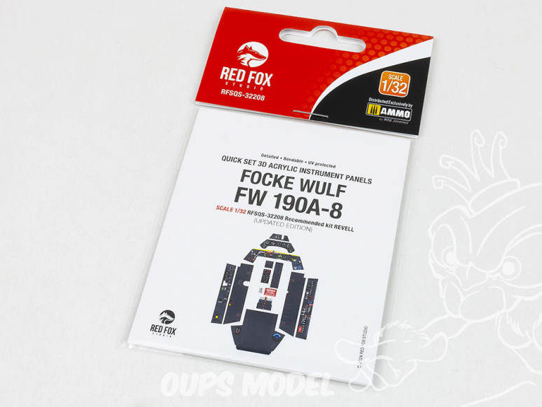 Red Fox Studio Tableaux de bord 3D avion RFQS-32208 Focke Wulf Fw 190A-8 Revell 1/32