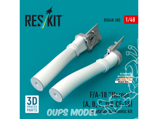 ResKit avion RSU48-0385 Prises d'air pour F/A-18 HORNET A, B, C, D et CF-18 pour kit Kinetic imprimé en 3D 1/48