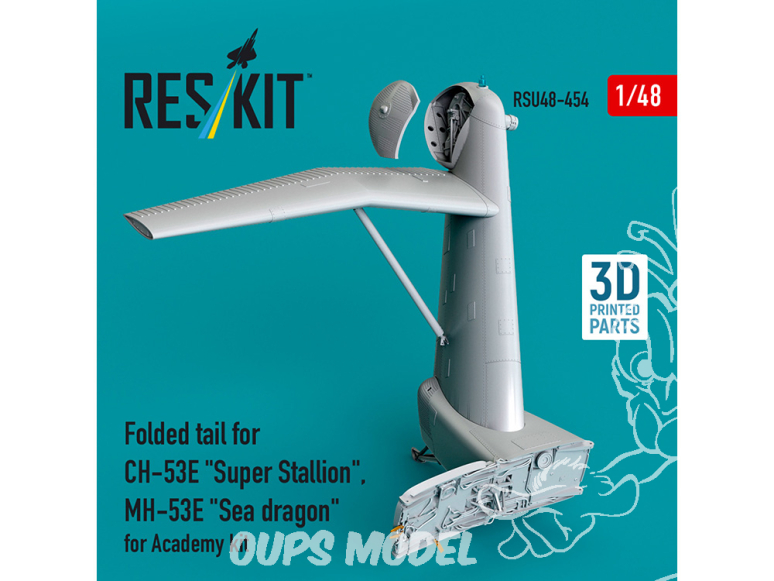 ResKit hélico RSU48-0454 Queue repliée pour CH-53E Super Stallion MH-53E Sea Dragon kit Academy imprimé 3D 1/48