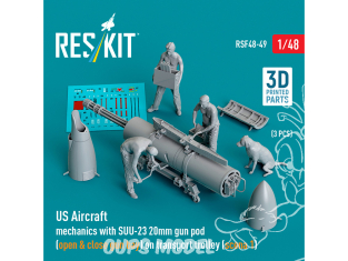 ResKit Figurine RSF48-0049 Mécaniciens d'avions américains avec nacelle de canon Suu-23 de 20 mm imprimées en 3D 1/48