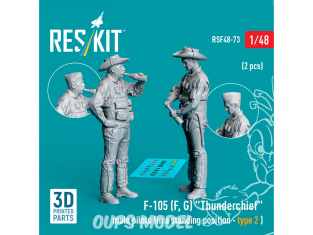 ResKit Figurine RSF48-0073 F-105F, G THUNDERCHIEF PILOTES HOMMES EN POSITION DEBOUT TYPE 2 2 PIÈCES IMPRIMÉES EN 3D 1/48