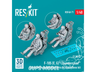 ResKit Figurine RSF48-0071 Pilotes de F-105F,G Thunderchief assis sur sièges éjectables kit Hobbyboss 2 pièces imprimé 3D 1/48