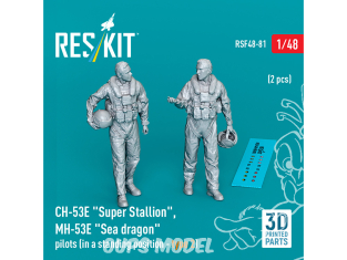 ResKit Figurine RSF48-0081 Pilotes CH-53E Super Stallion et MH-53E Sea Dragon position debout Type 2 2 pièces imprimées 3D 1/48