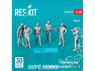 ResKit Figurine RSF48-0090 ÉQUIPAGE DU TRANSPORTEUR SUR LE PONT SCÈNE 2 6 PIÈCES IMPRIMÉES EN 3D 1/48