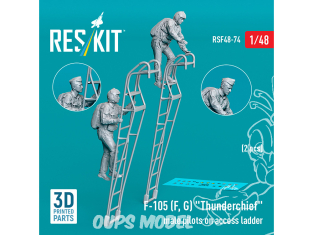 ResKit Figurine RSF48-0074 Pilotes masculins F-105F, G Thunderchief sur échelle d'accès, 2 pièces imprimées en 3D 1/48