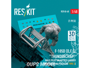 ResKit Figurine RSF48-0068 Pilote F-105D, F, G Thunderchief sur échelle d'accès position debout type 3 1p imprimée 3D 1/48