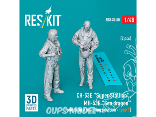 ResKit Figurine RSF48-0080 Pilotes CH-53E Super Stallion et MH-53E Sea Dragon position debout Type 1 2 pièces imprimées 3D 1/48